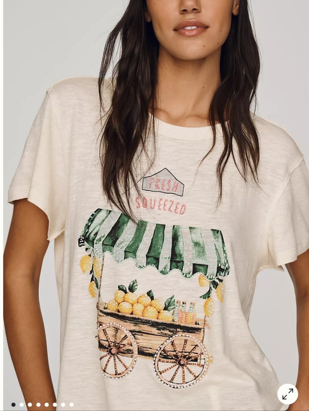 Maeve Lemonade Stand Graphic Tee XL Petite NWT Cotton Linen Viscose Cottagecore